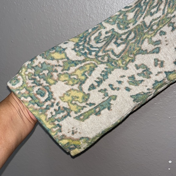 J Jill woman’s 3/4 sleeve tunic style top Paisley tan green Silk Cotton Cashmere - Picture 3 of 12